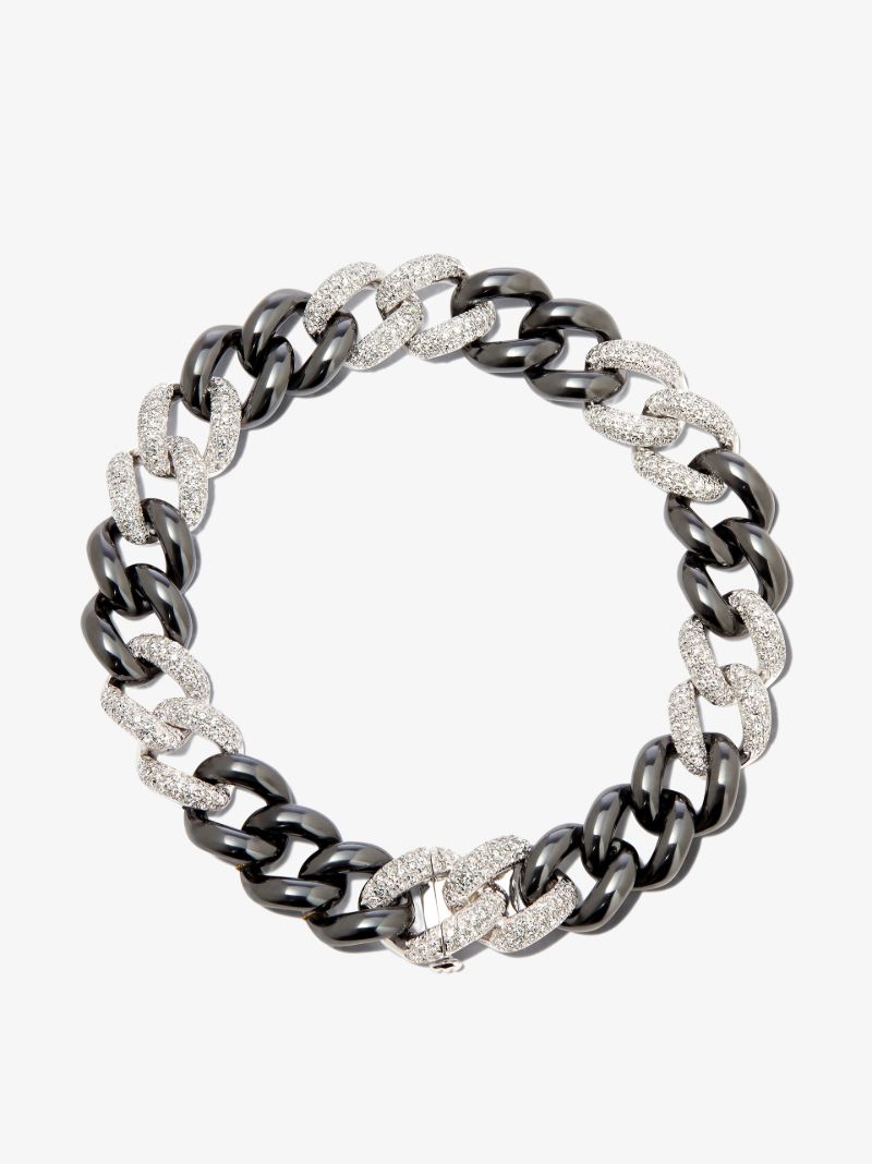 18k White Gold Curb Link Diamond Bracelet