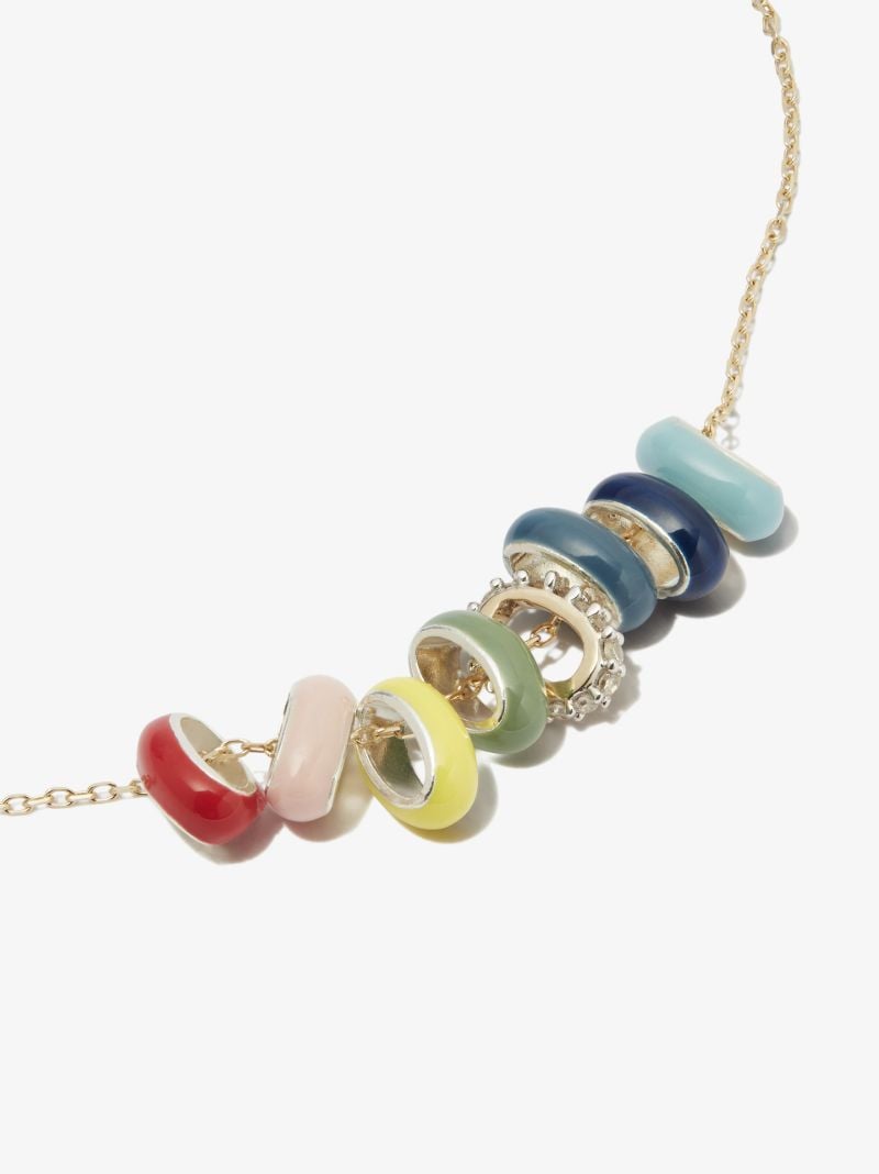 14k Yellow Gold Carnival Beaded Diamond Necklace