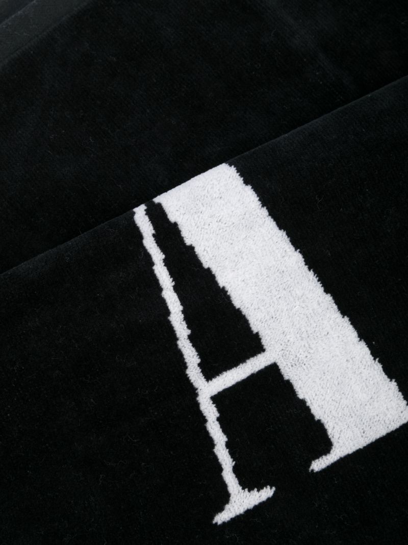 Black Logo Cotton Beach Towel
