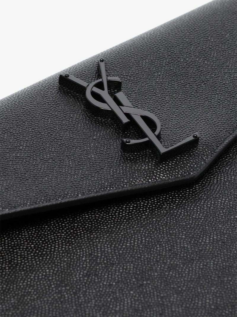 Black Uptown Medium Leather Clutch Bag