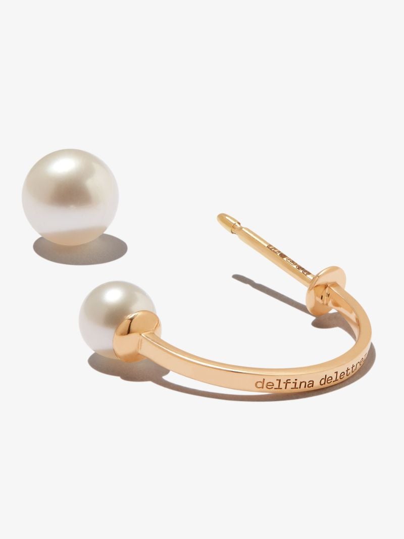 18k Yellow Gold Double Pearl Single Earring