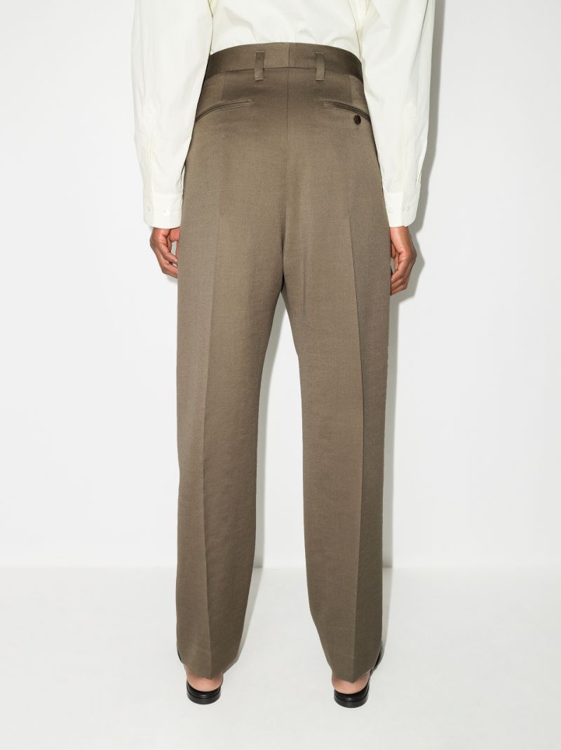 Brown Straight-leg Wool Trousers