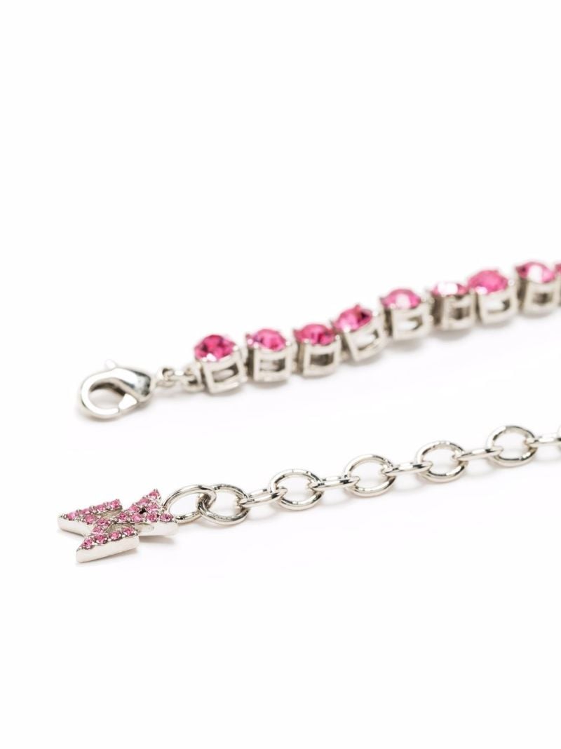 Pink Silver-tone Rose Crystal Tennis Bracelet