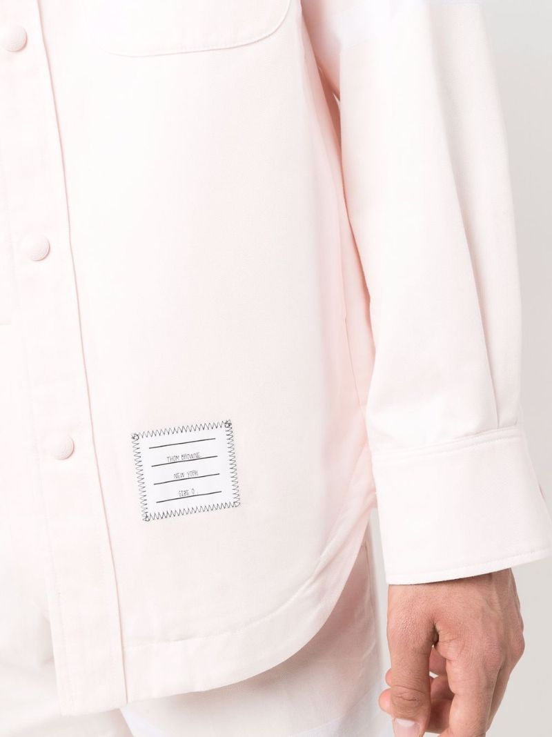Pink 4-bar Stripe Cotton Shirt Jacket