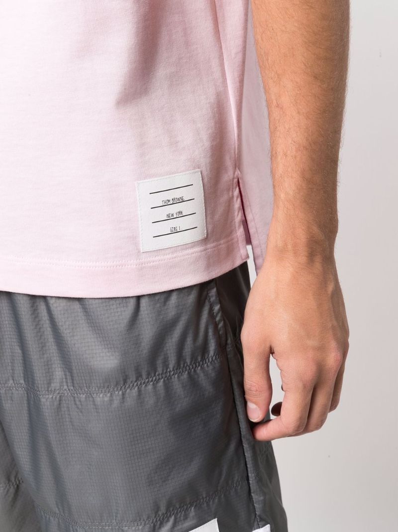 Pink Striped Panel Cotton T-shirt