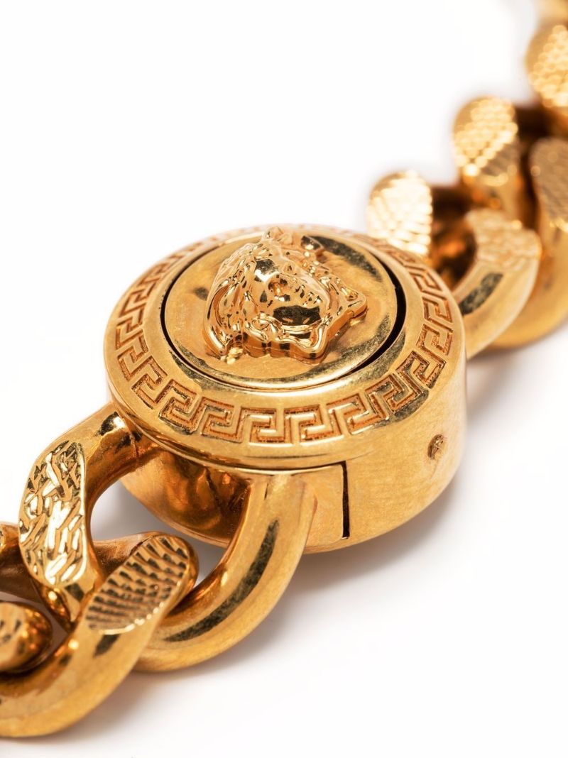 Gold-tone Medusa Curb Chain Bracelet