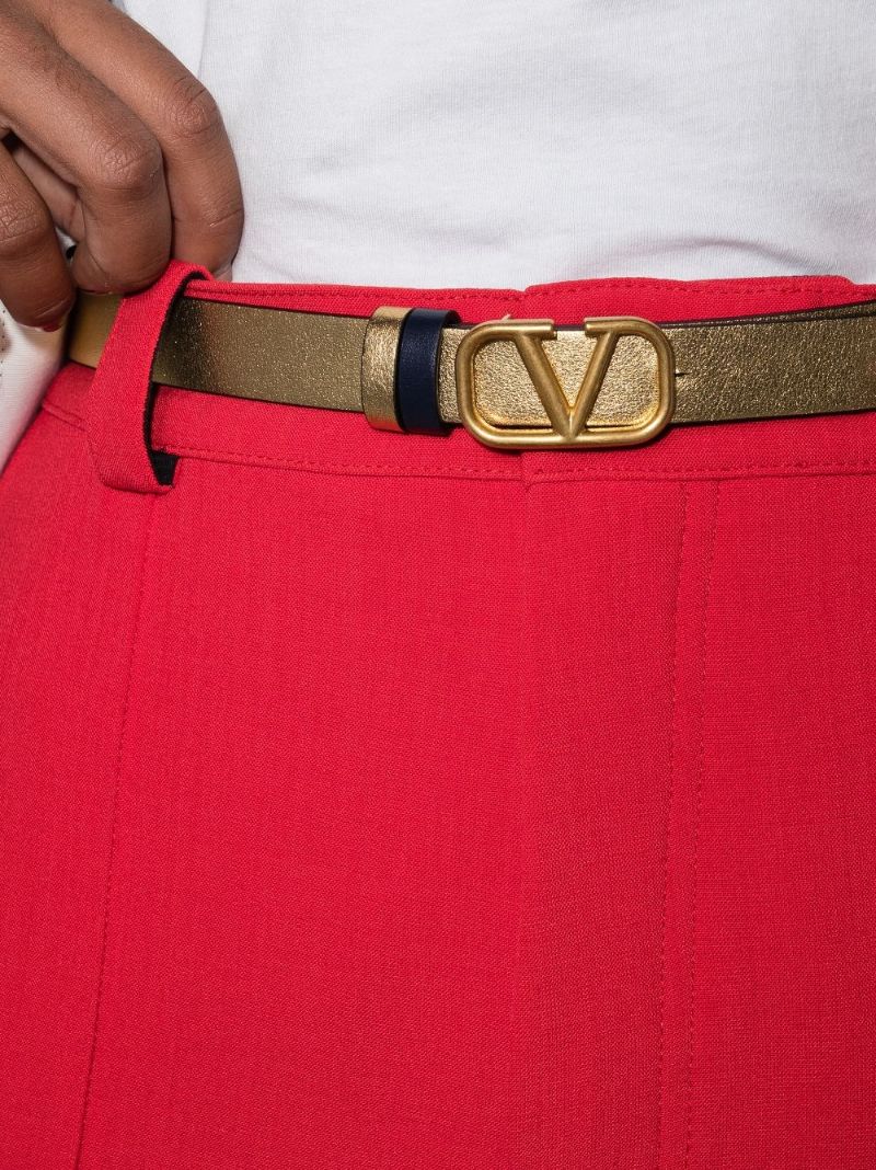 Blue and Gold Vlogo Reversible Leather Belt
