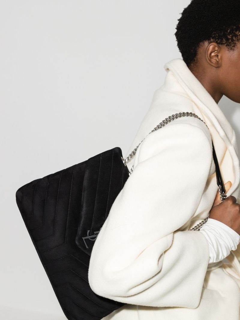 Black Loulou Medium Suede Shoulder Bag