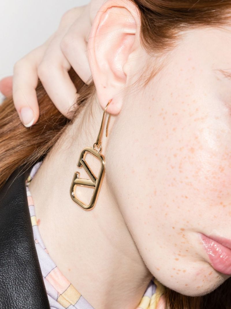 Gold Tone Vlogo Drop Earrings