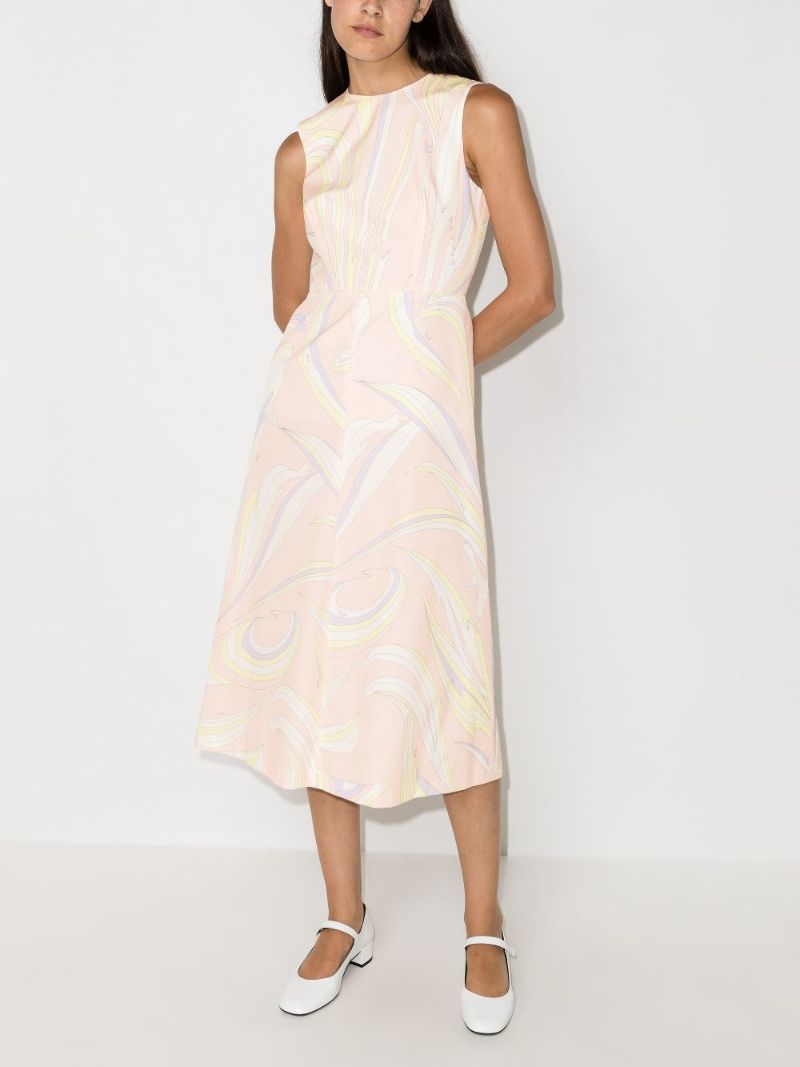 Vortici Print Cotton Midi Dress