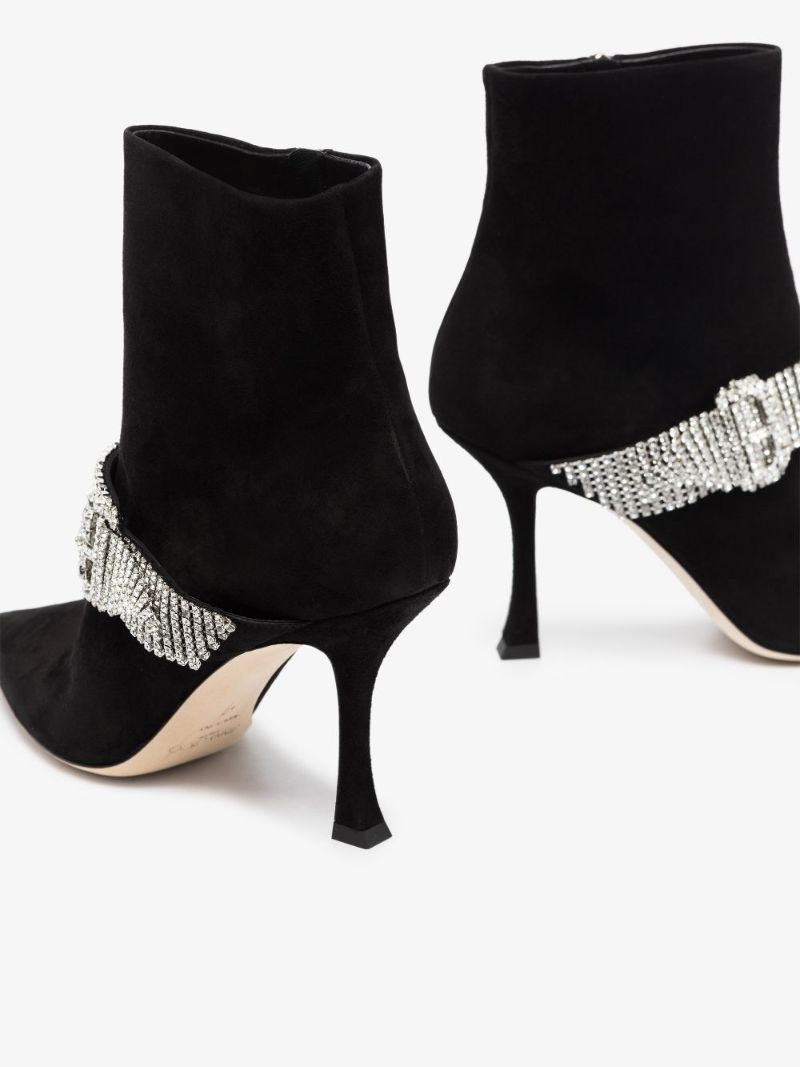 Black Kaza 90 Crystal Strap Ankle Boots