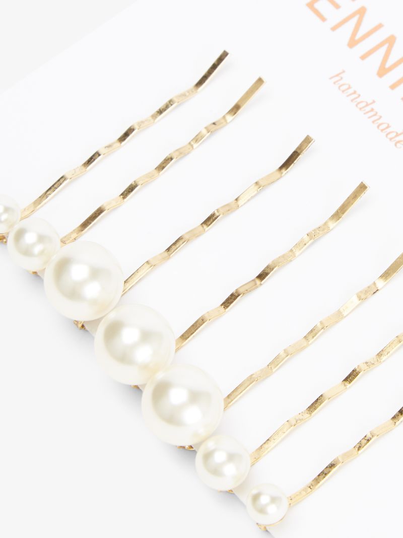 Gold-plated Perla Pearl Hair Clip Set