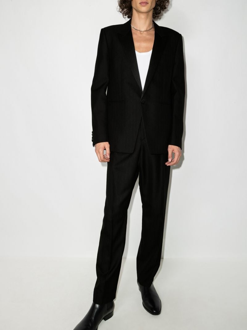 Black Pinstripe Wool Trousers