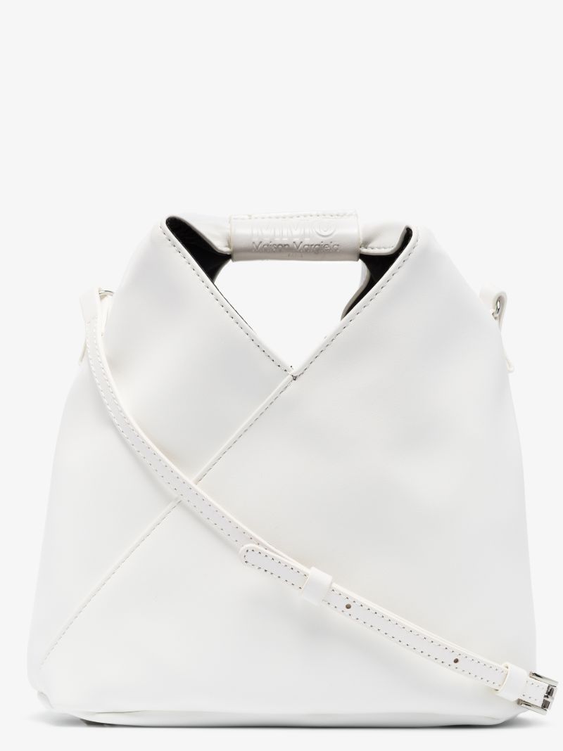 White Japanese Faux Leather Tote Bag