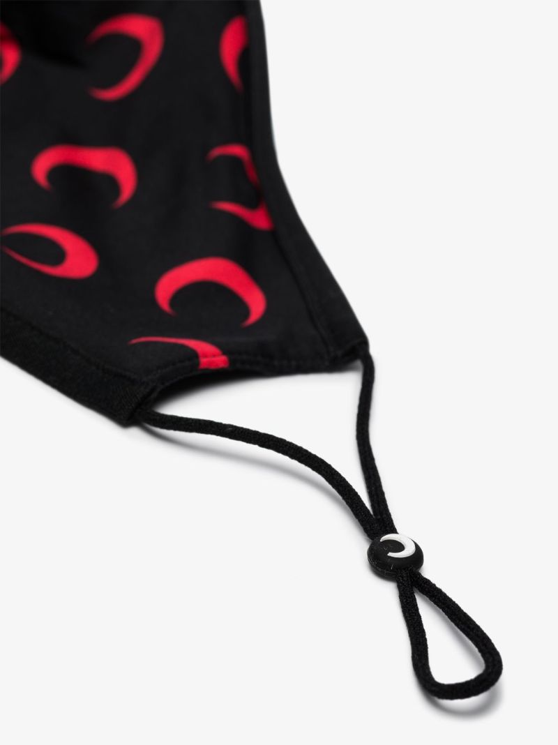 Black and Red Crescent Moon Print Face Mask