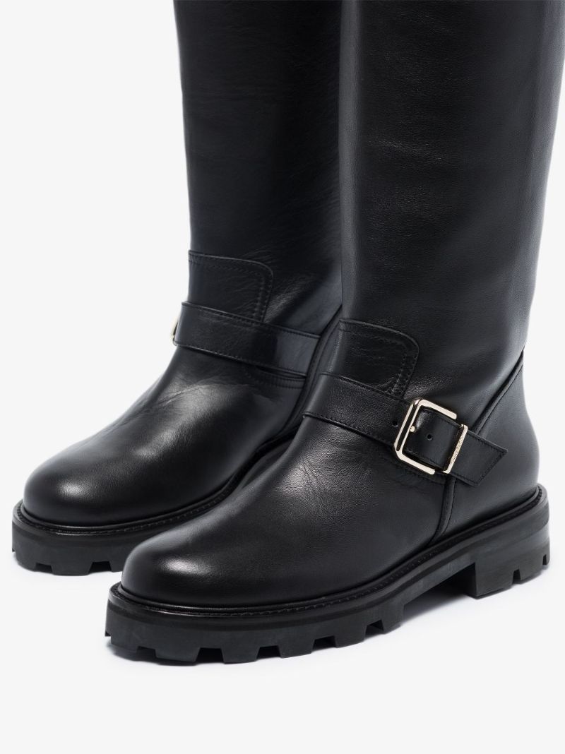 Black Biker Ii Knee-high Leather Boots