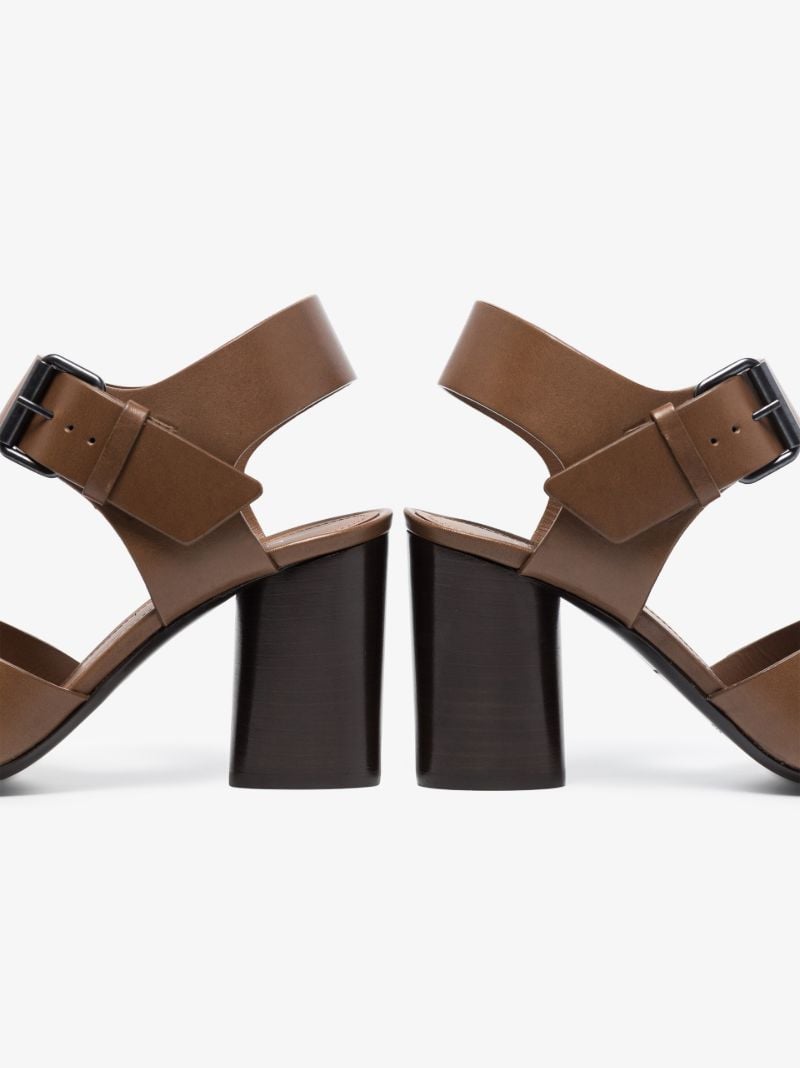 Brown 90 Cutout Leather Pumps