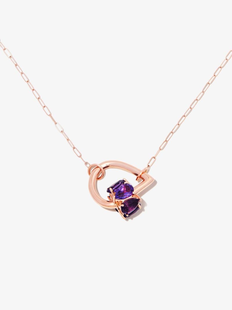 14k Rose Gold Stoned Chubby Droplock Amethyst Charm