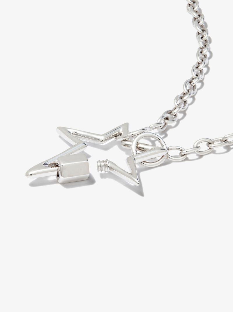 14k White Gold Star Pulley Chain 18 Inch Necklace