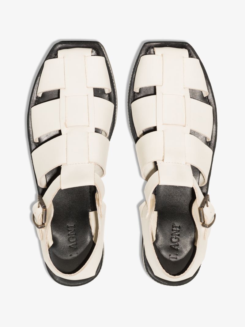 White Axel Leather Sandals