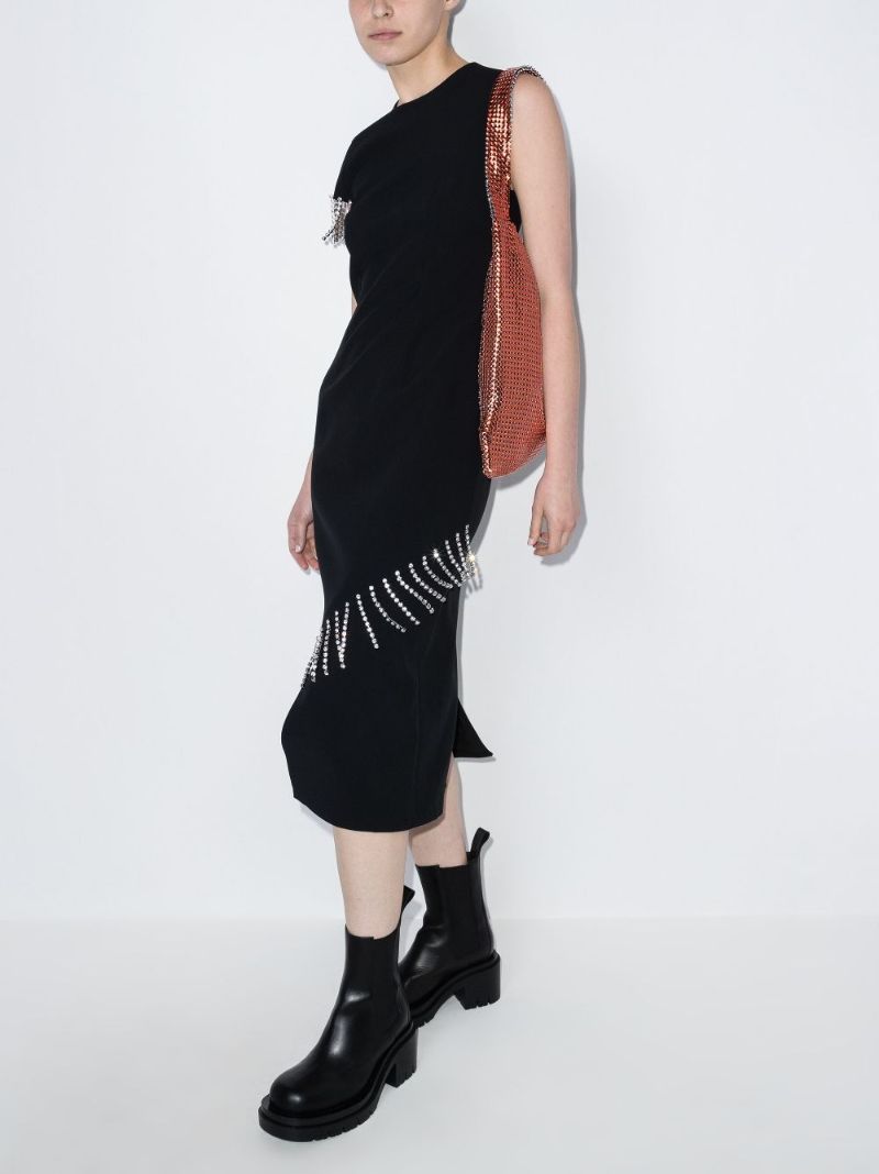 Crystal Trim Midi Dress