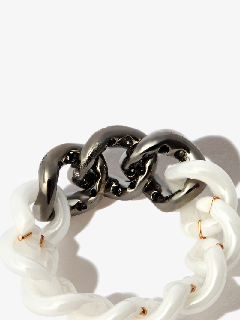 18k Black Gold Curb Link Diamond Ring