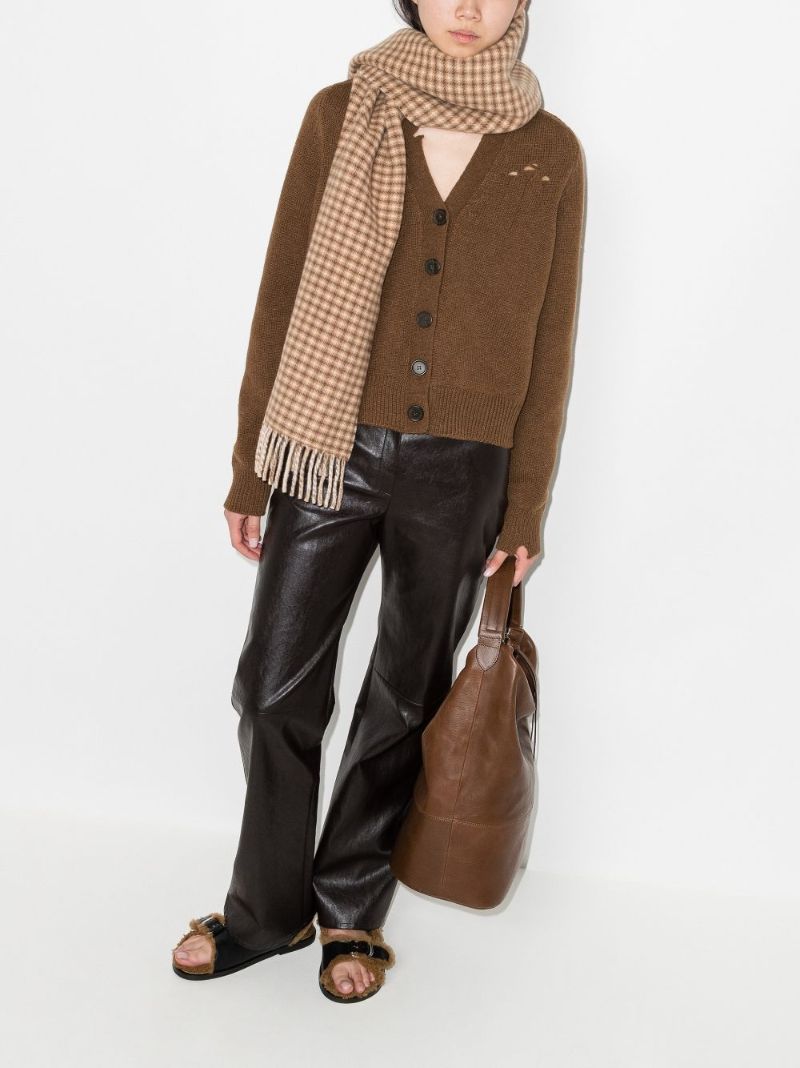 Distressed Knitted Wool Cardigan