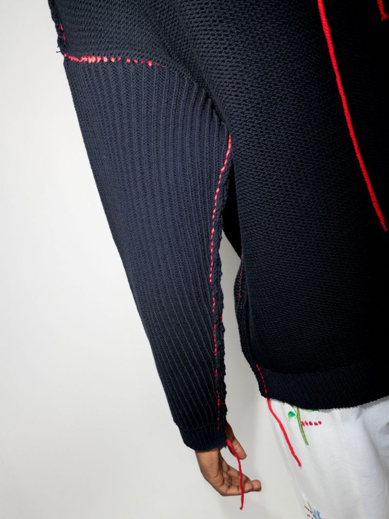 Repurposed Yarn Logo Knit Cotton Sweater
