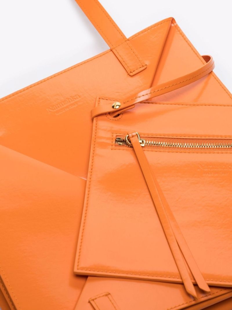Orange Origami Vegan Leather Tote Bag