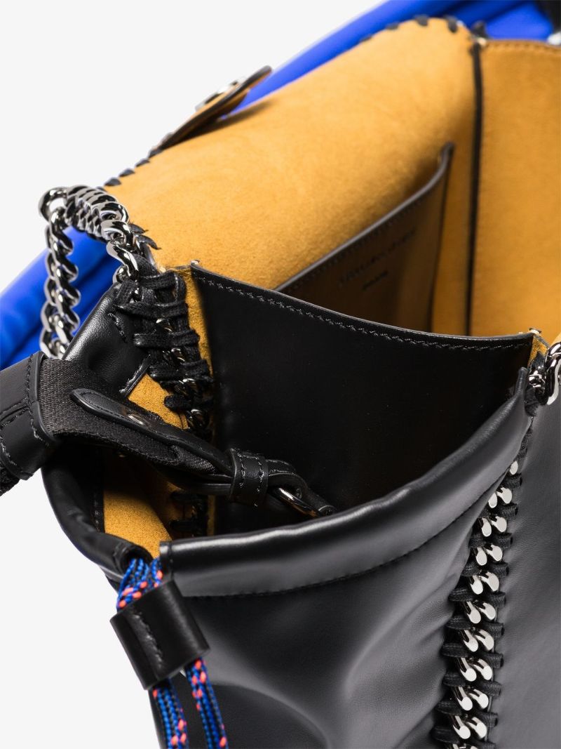 Black Faux Leather Chain Tote Bag