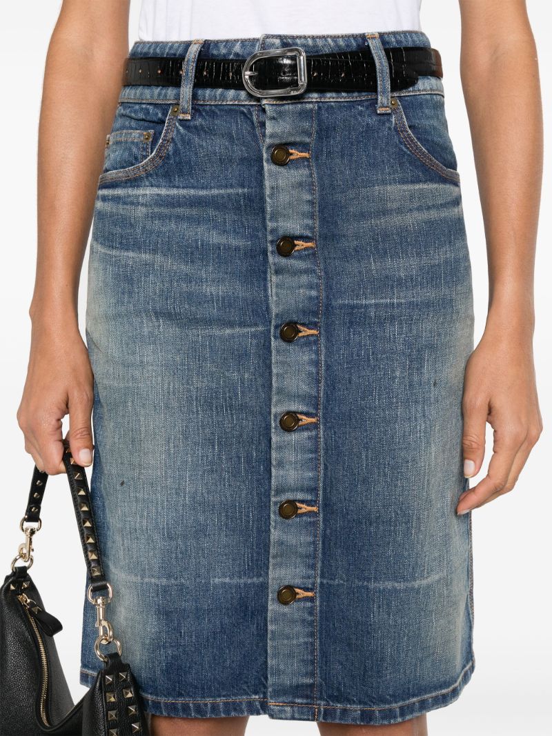 Blue Button-up Denim Skirt