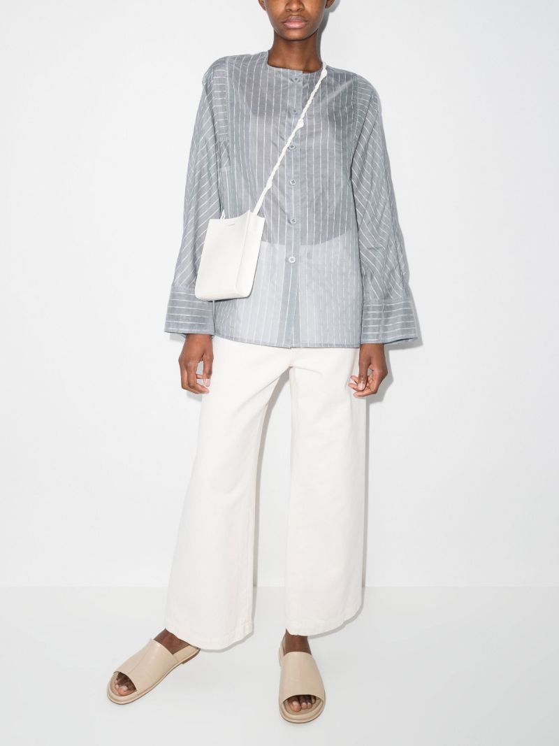 Collarless Striped Shirt