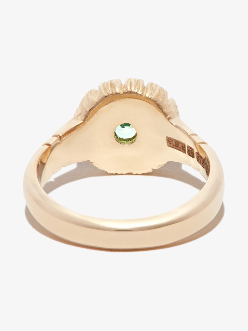 9k Yellow Fold Flower Press Sapphire Ring