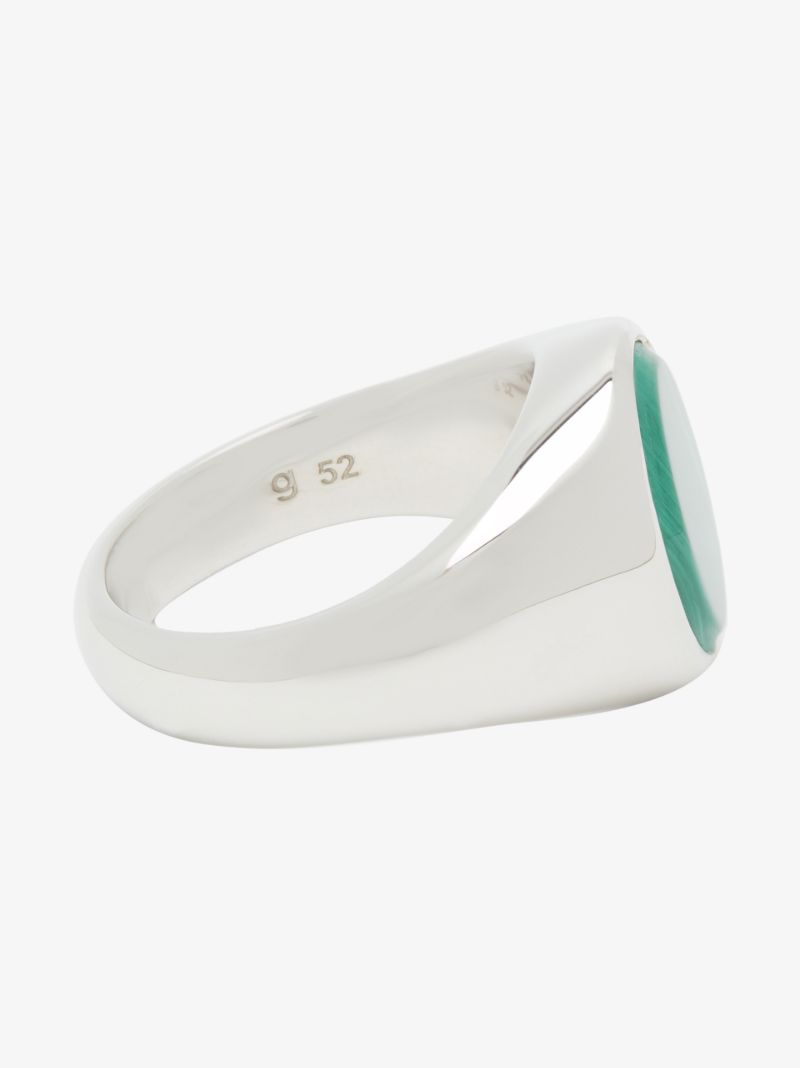 Sterling Silver Lizzie Malachite Signet Ring