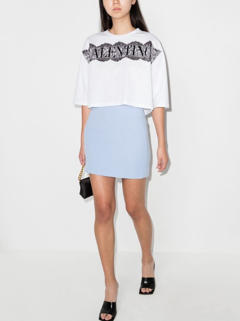White Logo Lace Cotton T-shirt