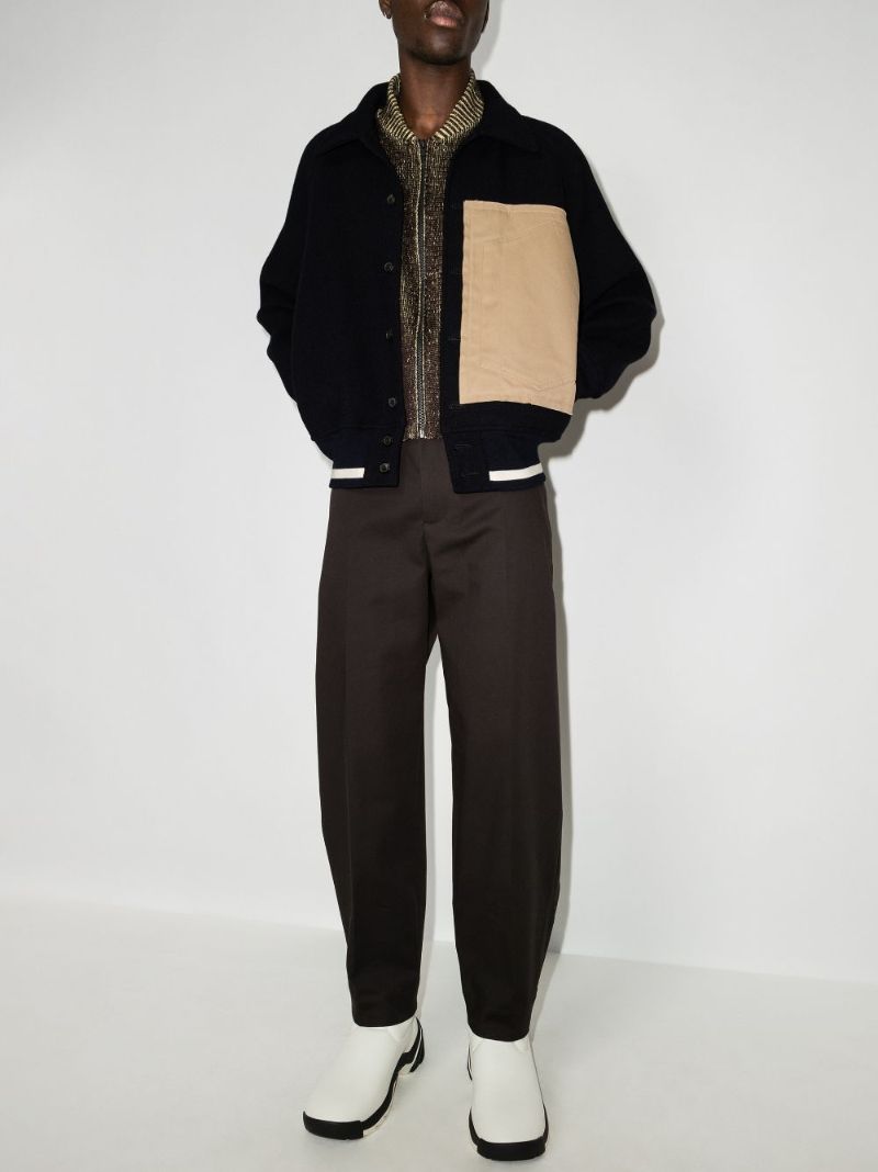 Contrast Panel Wool Bomber Jacket
