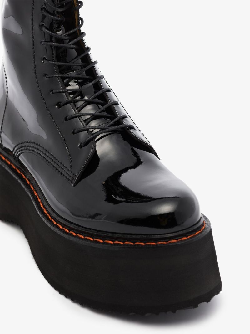 Black Double Stack 60 Patent Leather Boots