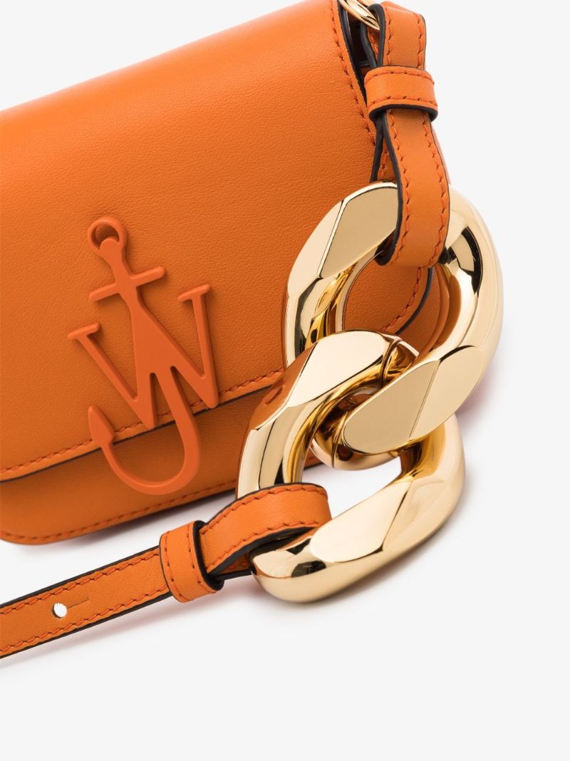 Orange Chain Anchor Nano Leather Cross Body Bag