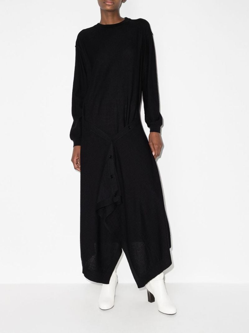 Double Layer Draped Midi Dress