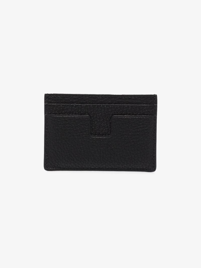 Black T Line Leather Card Holder