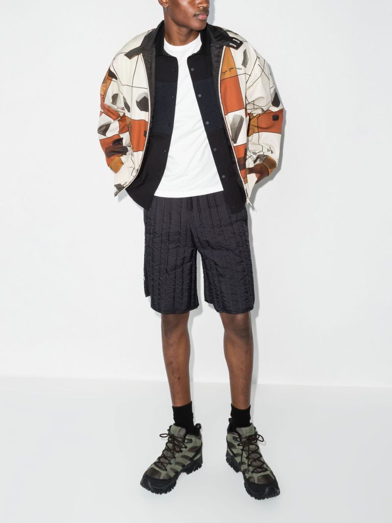 Brown Grid Print Bomber Jacket