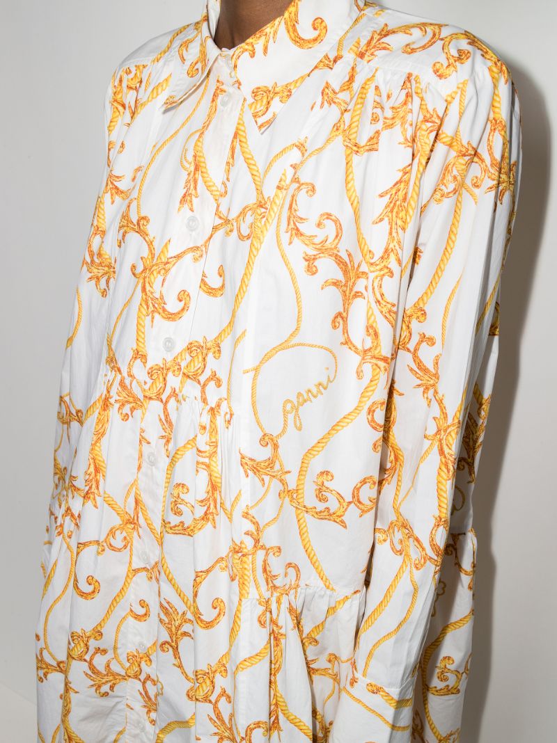 Baroque Print Asymmetrical Hem Dress