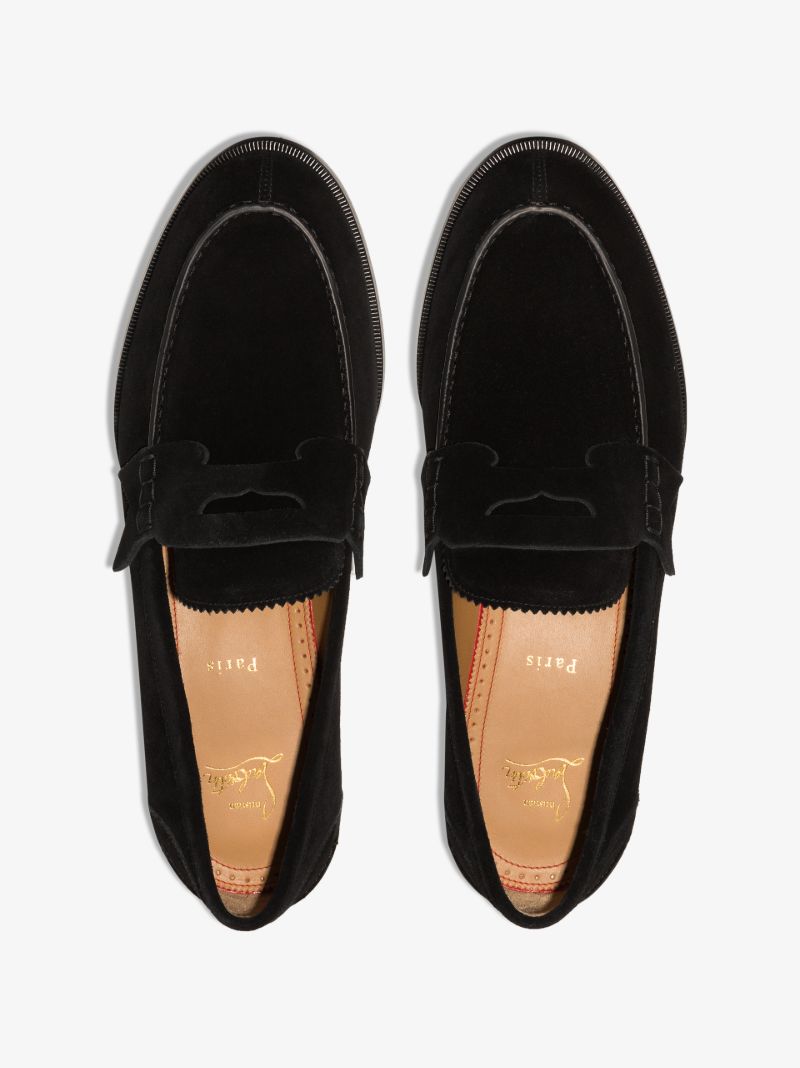 Black No Penny Suede Loafers
