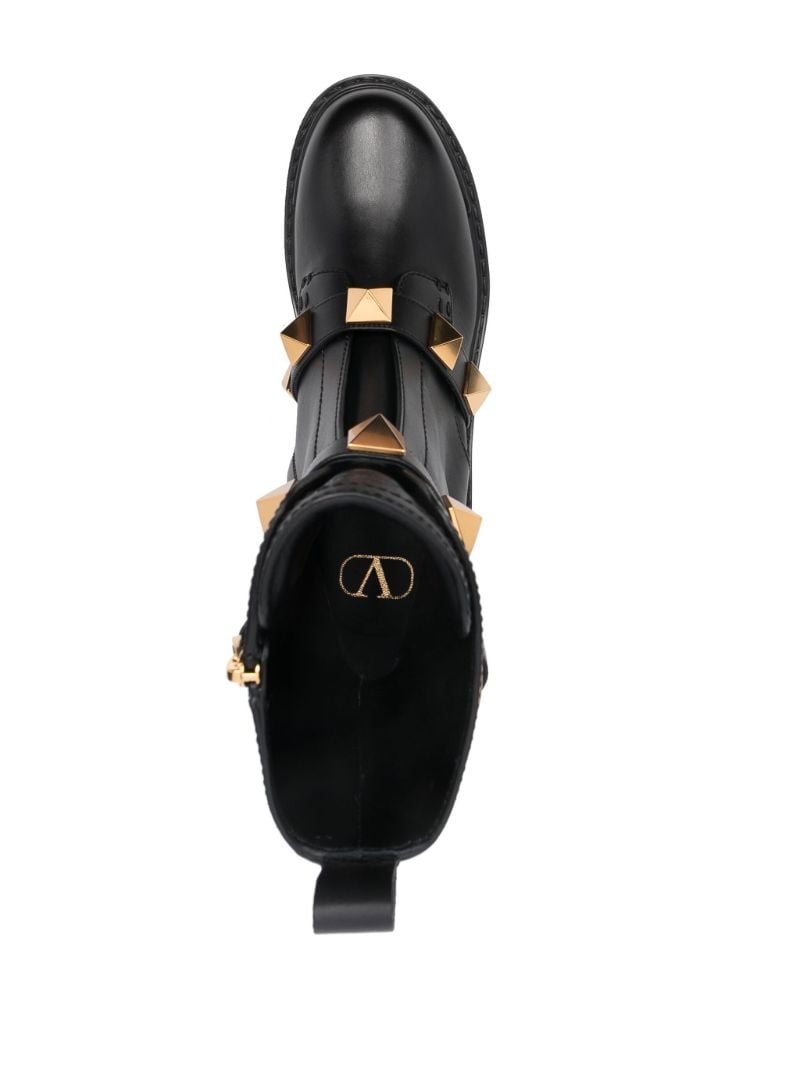 Black Roman Stud Combat Leather Boots