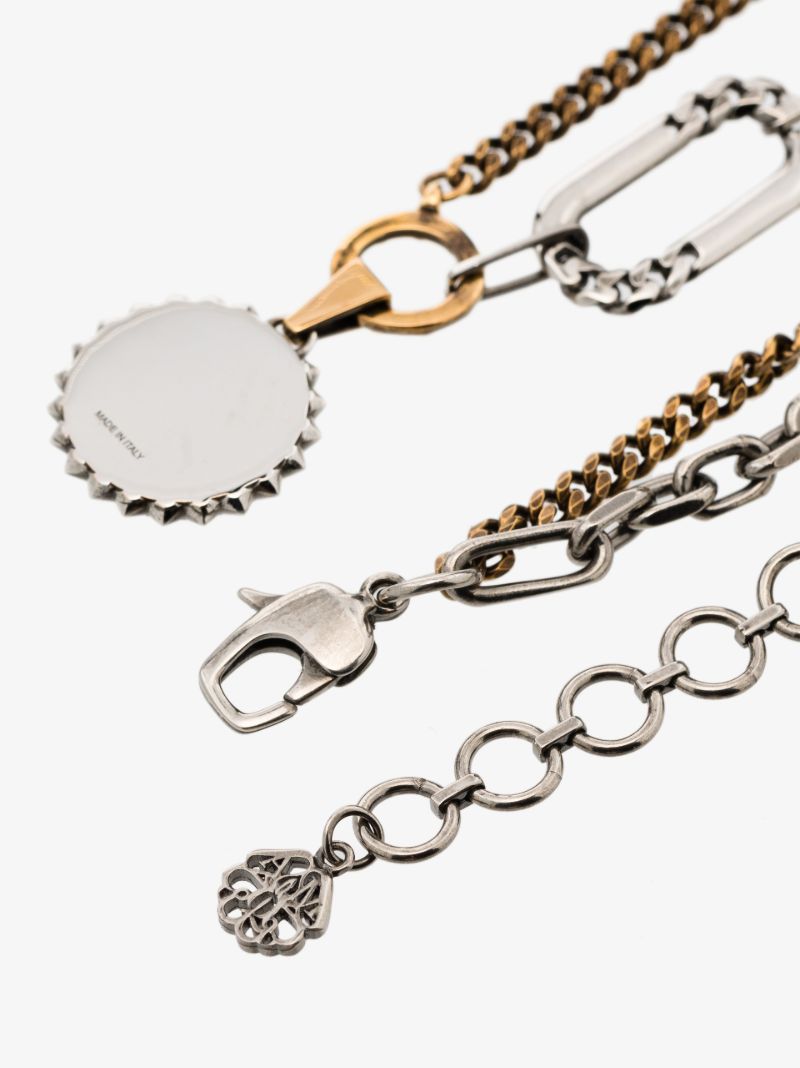 Silver and Gold Tone Punk Double Chain Necklace