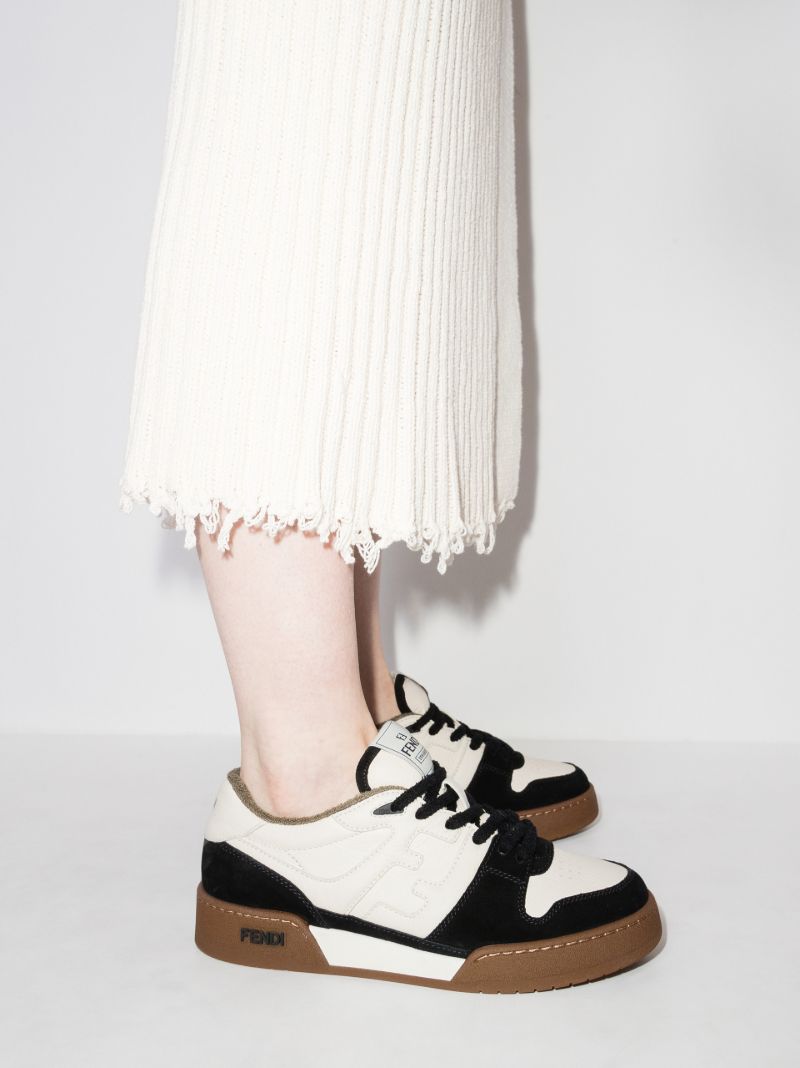Black and White Match Low Top Leather Sneakers