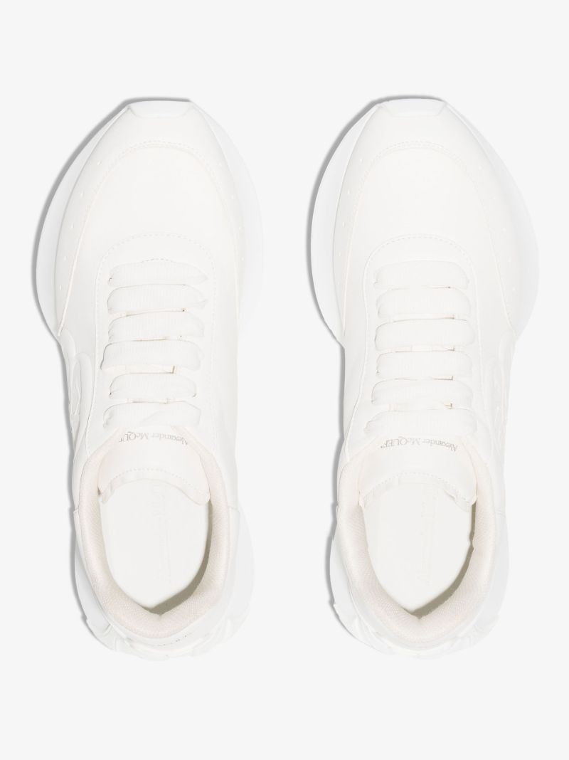 White Sprint Runner Low Top Leather Sneakers