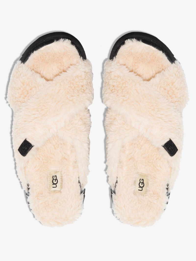 Neutral Fuzz Sugar Criss-cross Sandals