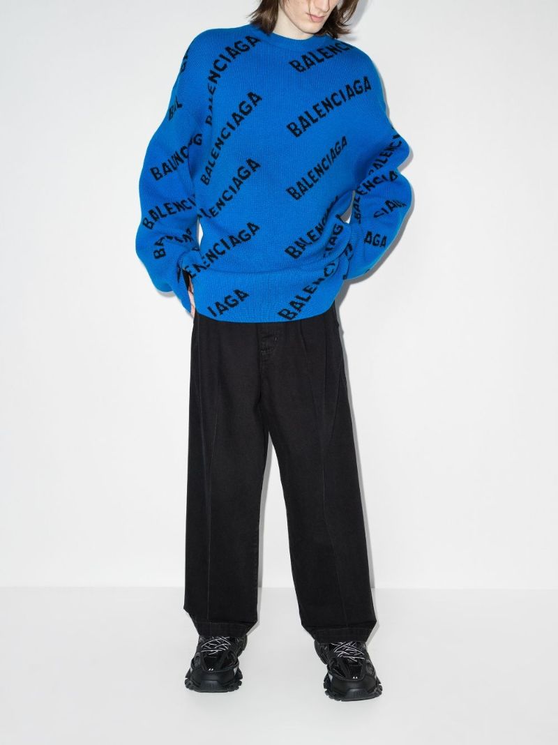 Intarsia Logo Wool Sweater