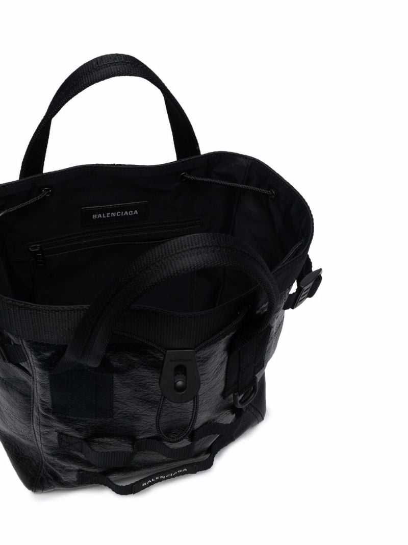 Black Small Army Leather Tote Bag